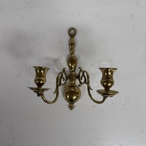 Vintage Brass 2 Candle Wall Sconce Holder